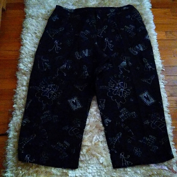 Chicos Design Blend Silk & Linen Cropped Women 3 Pants Novelty Print lognelook - Picture 8 of 16